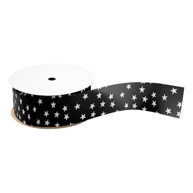 Ruban Gros-grain Étoiles blanches et noires (Bobine)