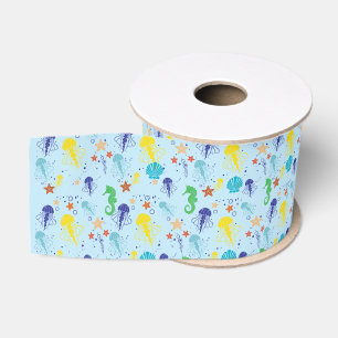 Ruban Gros-grain Étoiles de mer Méduses Hippocampes Coquilles DIY F