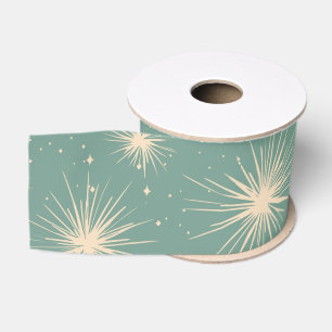 Ruban Gros-grain Étoiles explosives de Noël vintage bleu doux