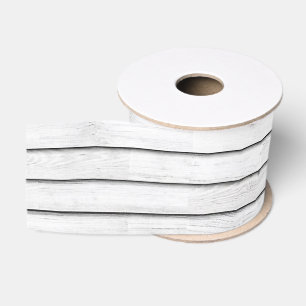 Ruban Gros-grain Faux Wood Slats White Customizable
