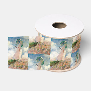 Ruban Gros-grain Femme vintage avec un parasol face à Monet gauche