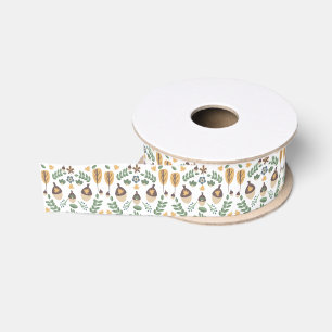 Ruban Gros-grain Feuillage d'automne de Thanksgiving Motif de gland