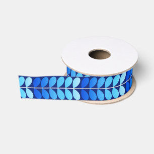 Ruban Gros-grain Feuilles danois du milieu du siècle, Navy et Coba