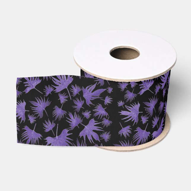 Ruban Gros-grain Feuilles de vigne canarienne violet (Bobine)