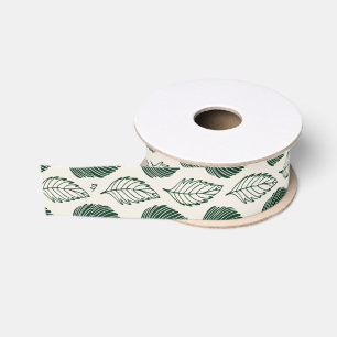 Ruban Gros-grain Feuilleté (vert sur crème)