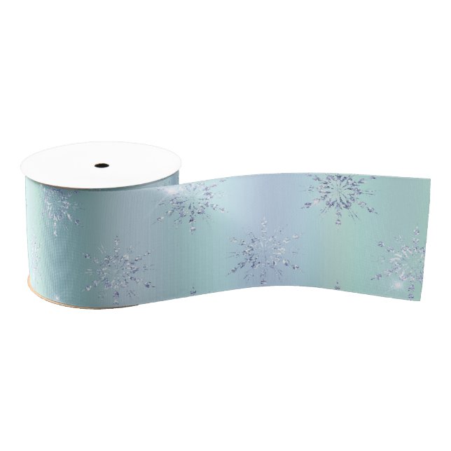 Ruban Gros-grain Flammes de neige de Noël bleu Mint (Bobine)