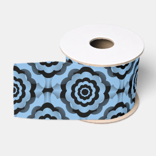 Ruban Gros-grain Fleur noire bleue Motif sans couture