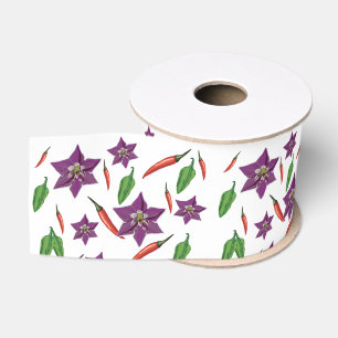 Ruban Gros-grain Fleurs de Piments Botaniques