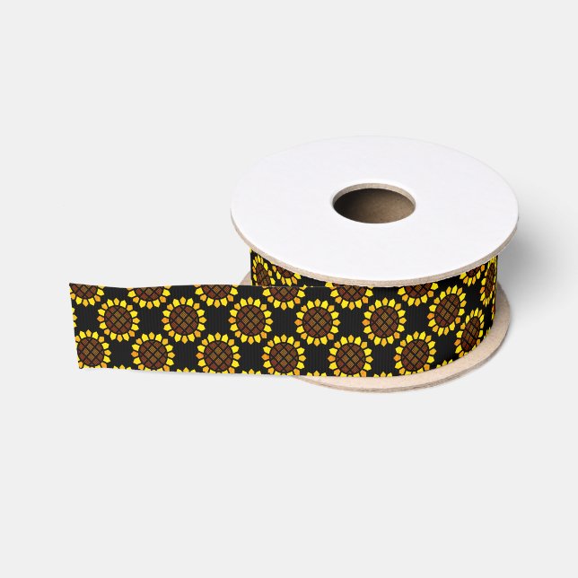 Ruban Gros-grain Fleurs de soleil (Bobine)