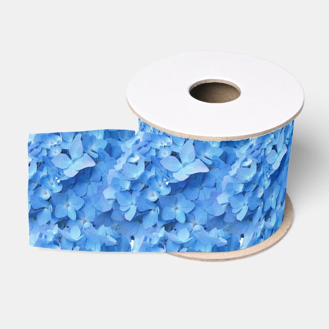 Ruban Gros-grain Fleurs d'Hydrangée Bleue Floral Floroms Mariage (Bobine)