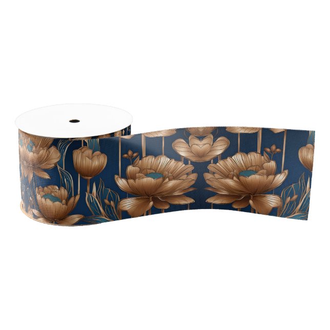 Ruban Gros-grain Fleurs d'or (Bobine)