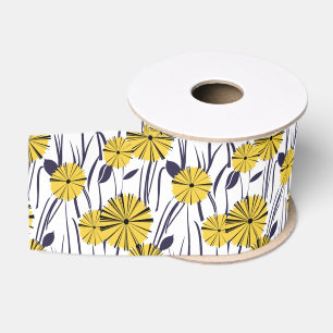 Ruban Gros-grain Fleurs jaunes