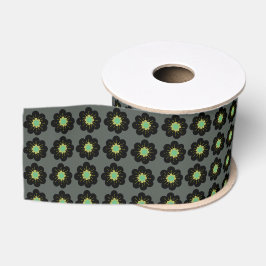 Ruban Gros-grain Fleurs noires