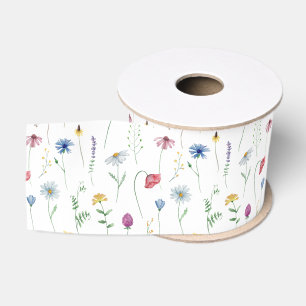 Ruban Gros-grain Fleurs Sauvages Élégantes