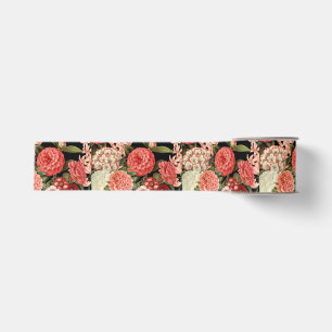 Ruban Gros-grain fleurs vintages botaniques roses modernes