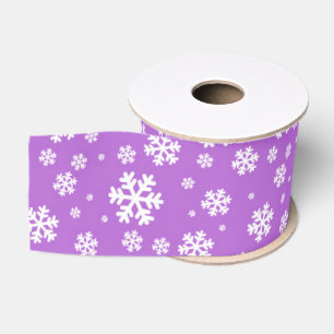 Ruban Gros-grain Flocons blancs sur motif hiver pourpre