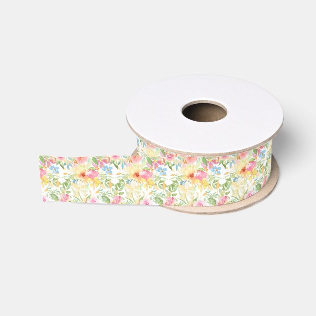 Ruban Gros-grain Floral en pastel (Bobine)
