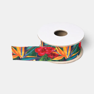 Ruban Gros-grain Floral hawaïen de paradis tropical