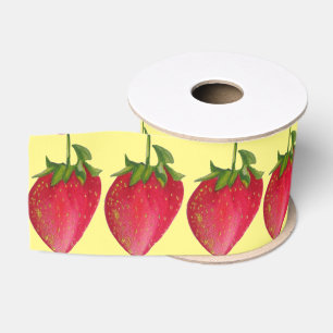 Ruban Gros-grain Framboise juteuse mignonne aquarelle fruit pop art