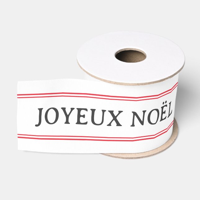 Ruban Gros-grain French Joyeux Noël Red Stripe Noël (Bobine)