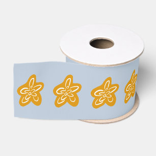 Ruban Gros-grain Frosted Blue Princess Golden Flowers Anniversaire