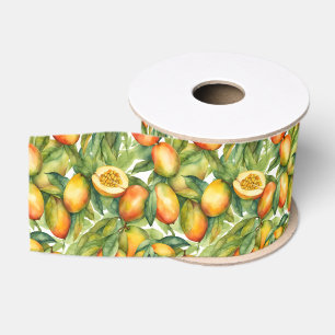 Ruban Gros-grain Fruits et feuilles de mangue