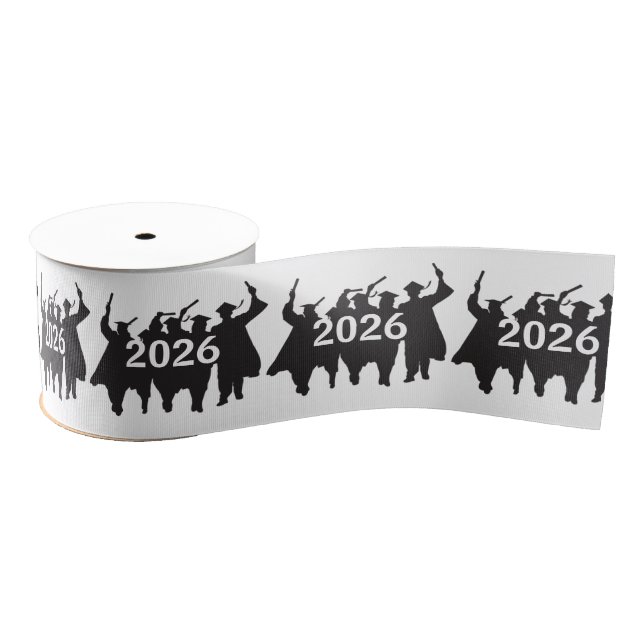 Ruban Gros-grain Graduate 2026 Silhouettes  (Bobine)