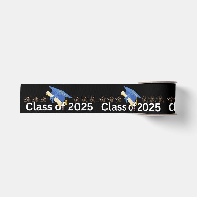 Ruban Gros-grain Graduation moderne avec Gold Black et nom (Devant)