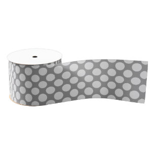 Ruban Gros-grain Grands points rétro - tons gris / gris
