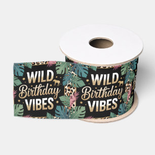 Ruban Gros-grain Graphisme d'anniversaire sauvage : Thème Jungle