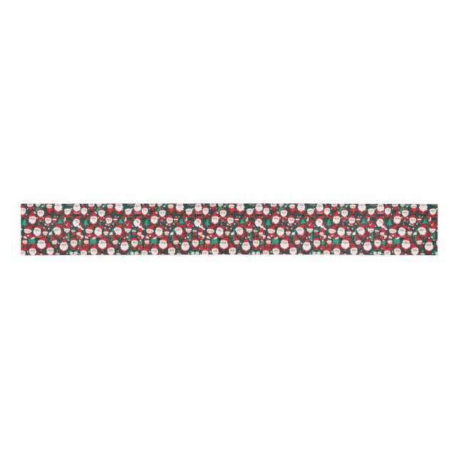 Ruban Gros-grain Green Little Santas (Devant)