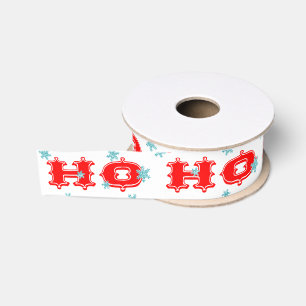 Ruban Gros-grain Ho Ho Ho rétros vacances rouge et Aqua