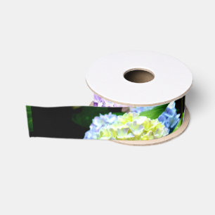 Ruban Gros-grain Hydrangea garden, rose, bleu, purple floral
