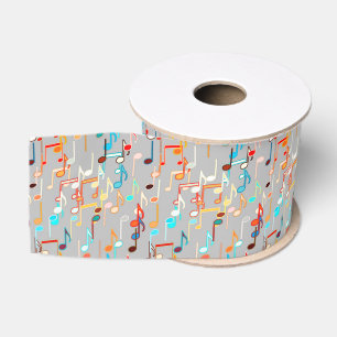 Ruban Gros-grain Impression musicale - Gris moyen, Multi