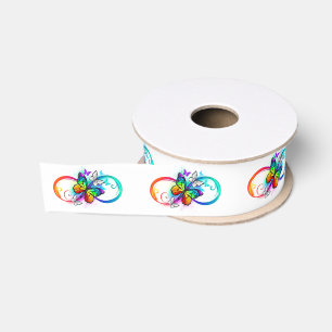 Ruban Gros-grain Infini lumineux avec papillon arc-en-ciel