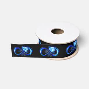 Ruban Gros-grain Infini lumineux avec rose bleue