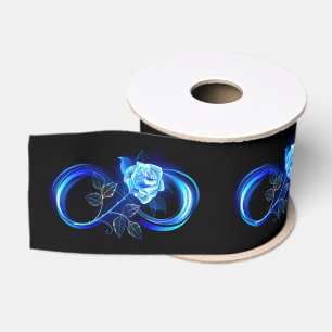 Ruban Gros-grain Infini lumineux avec rose bleue