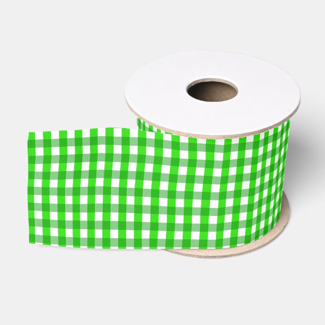 Ruban Gros-grain Irlandais Vert En vichy Plaid Motif (Bobine)