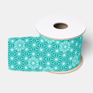 Ruban Gros-grain Japonais Asanoha motif - turquoise