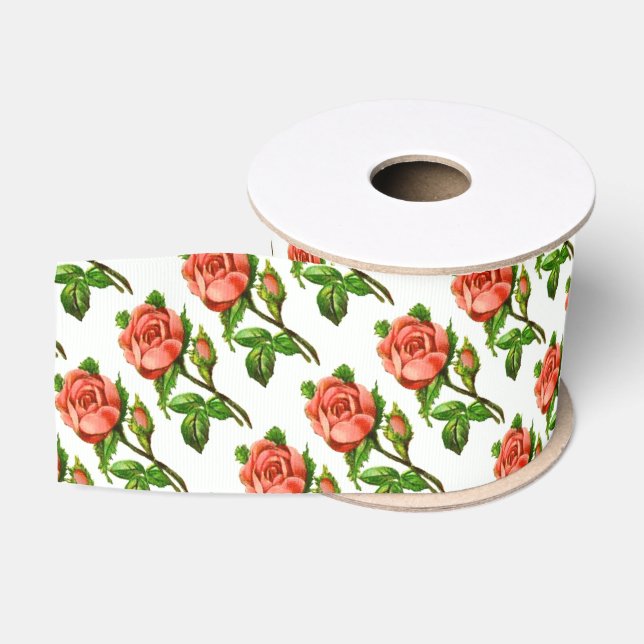 Ruban Gros-grain Jardin Rose Victorien Thème Ruban (Bobine)