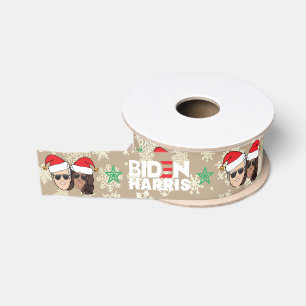 Ruban Gros-grain Joe Biden Kamala Harris Taupe Noël Cadeau