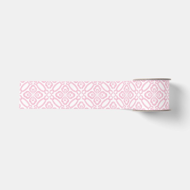 Ruban Gros-grain Joli Carrelage D'Antique Rose Et Blanc (Devant)