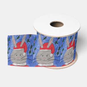 Ruban Gros-grain Joli lapin Père Noël