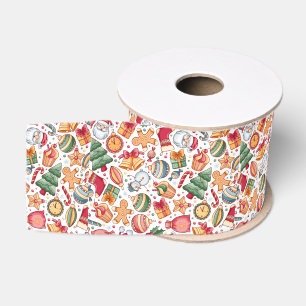 Ruban Gros-grain Joli motif de Noël esthétique - Modèle festif