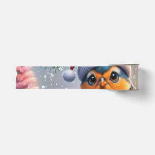 Ruban Gros-grain Joli oiseau de Noël assis sur une branche