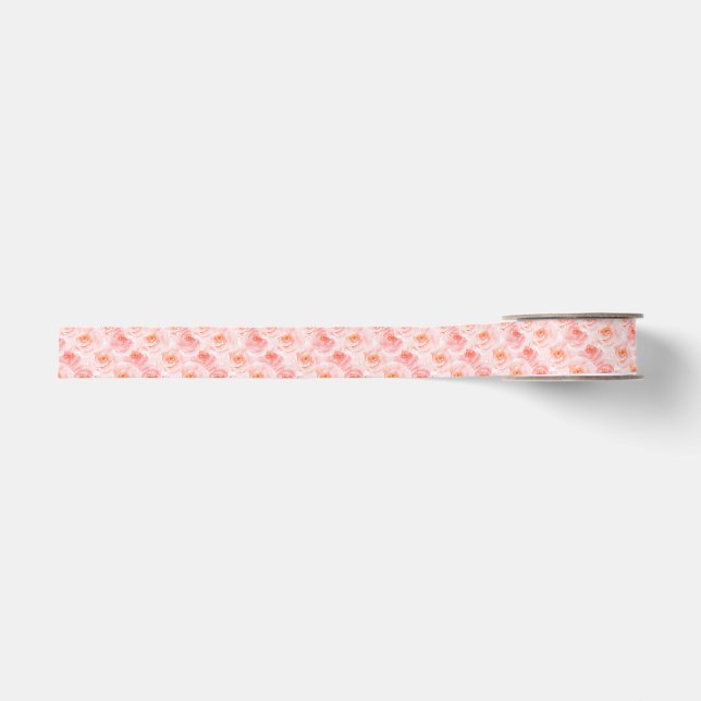 Ruban Gros-grain Joli Roses d'aquarelle rose (Devant)