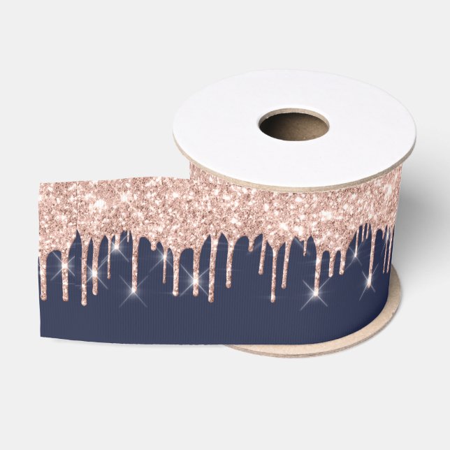 Ruban Gros-grain Jour de l'an Rose Royal Gold Blue Navy étincelle (Bobine)