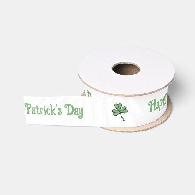Ruban Gros-grain Joyeuse Saint-Patrick Clover Vert (Bobine)