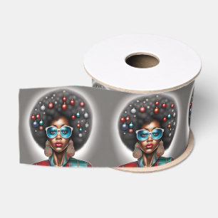 Ruban Gros-grain Joyeuses Vacances Afro Hair Art