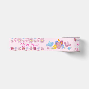 Ruban Gros-grain Joyeux Anniversaire Fleurs Sauvages Jardin Oiseaux